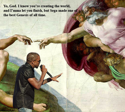 Kanye West interrupts God during Genesis